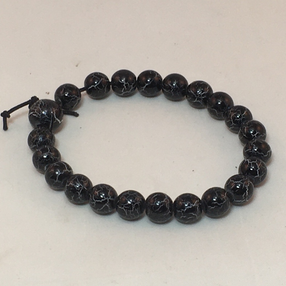 Black Marbled Crackle BeadEd Bracelet